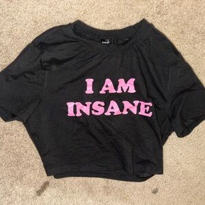 Black Cropped Trendy Funny Shirt